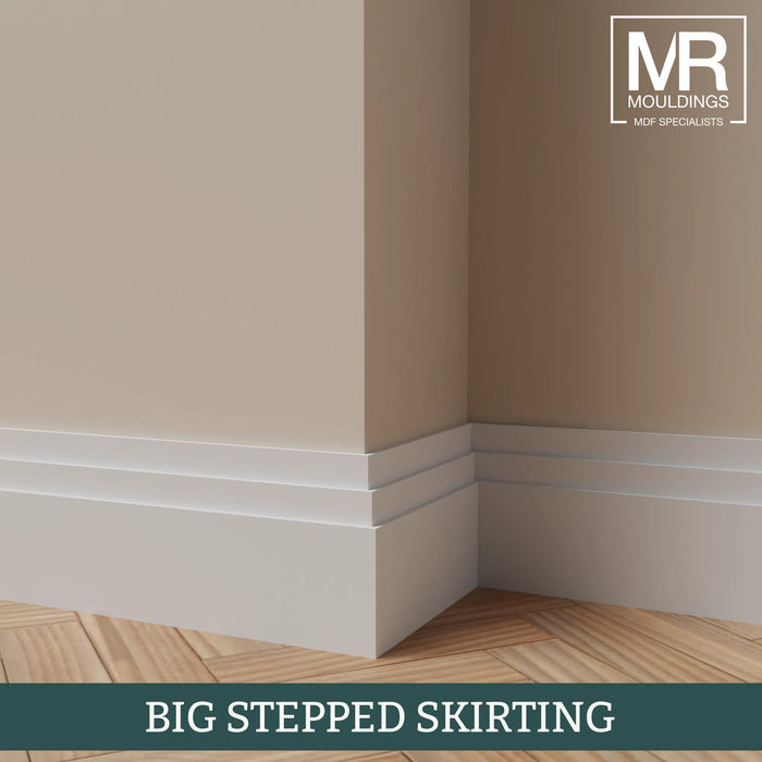 Big Stepped MDF Skirting Board-MR Mouldings Ltd