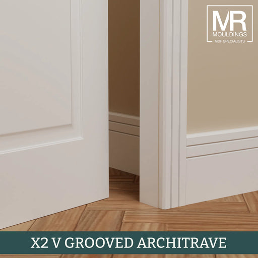 Splayed Double V Groove MDF Architrave-MR Mouldings Ltd