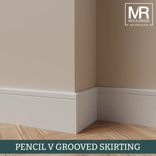 Pencil Round V Groove MDF Skirting Board-MR Mouldings Ltd