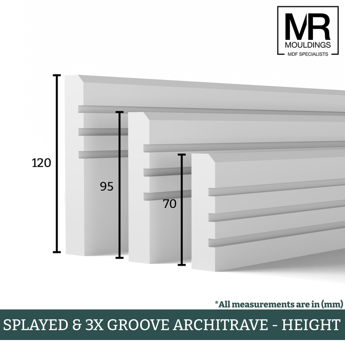 Splayed and 3x Groove MDF Architrave-MR Mouldings Ltd