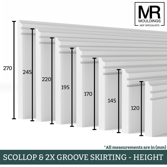 Scollop and 2x Groove MDF Skirting Board-MR Mouldings Ltd