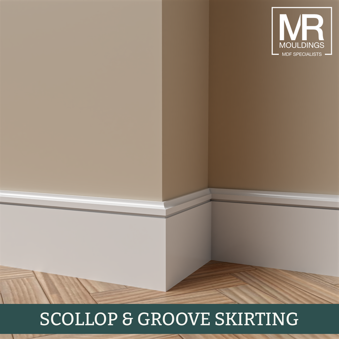 Scollop and Groove MDF Skirting Board-MR Mouldings Ltd