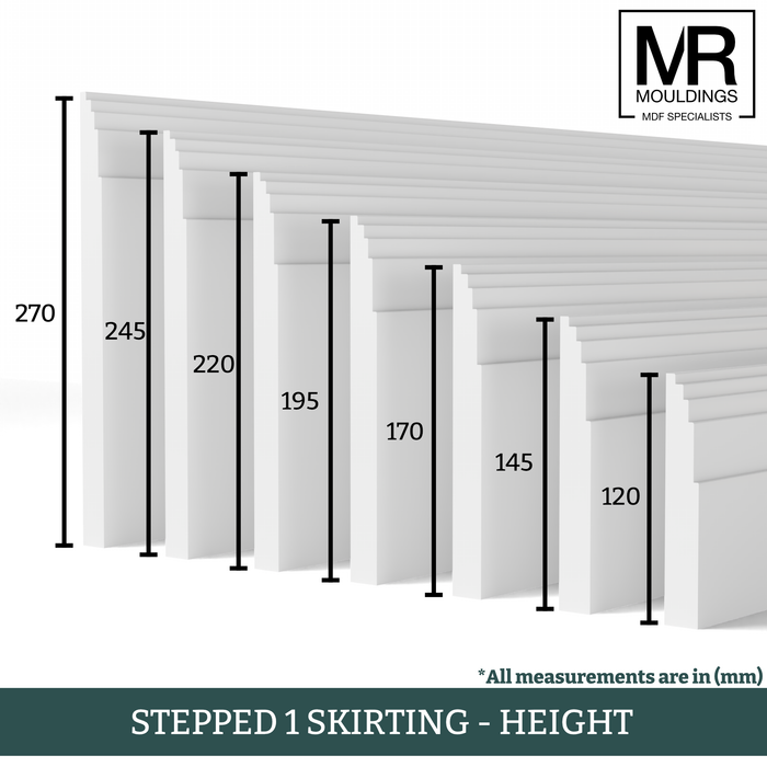 Stepped 1 MDF Skirting Board-MR Mouldings Ltd