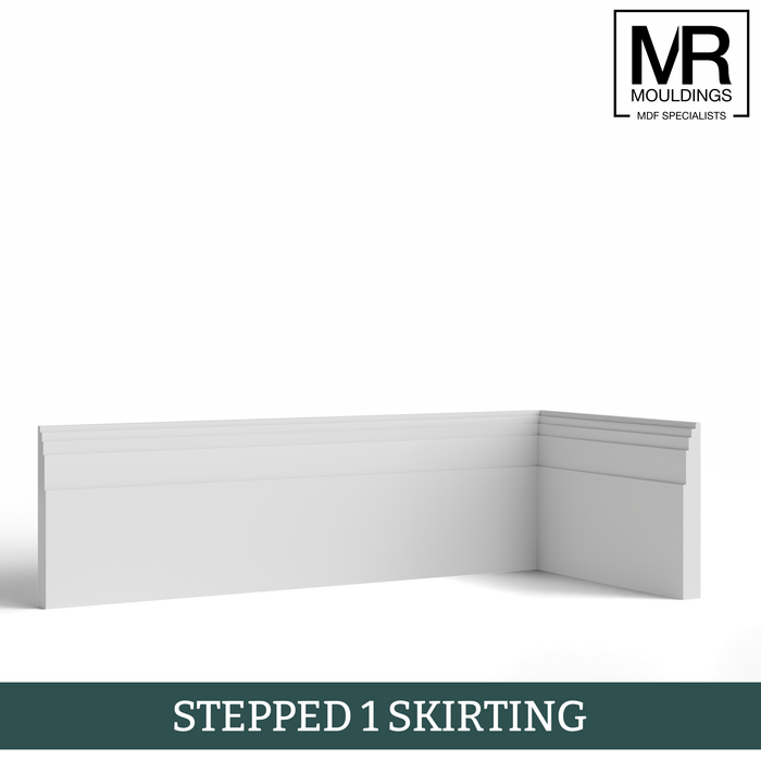 Stepped 1 MDF Skirting Board-MR Mouldings Ltd