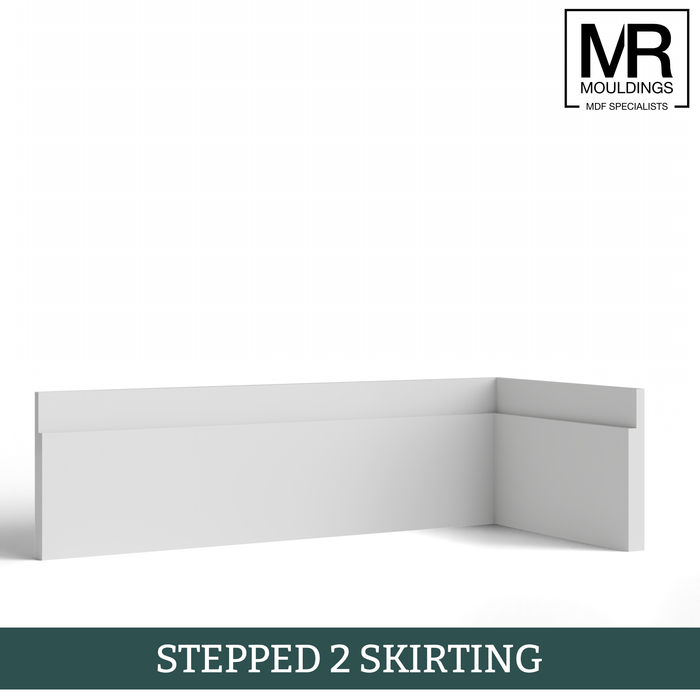 Stepped 2 MDF Skirting Board-MR Mouldings Ltd