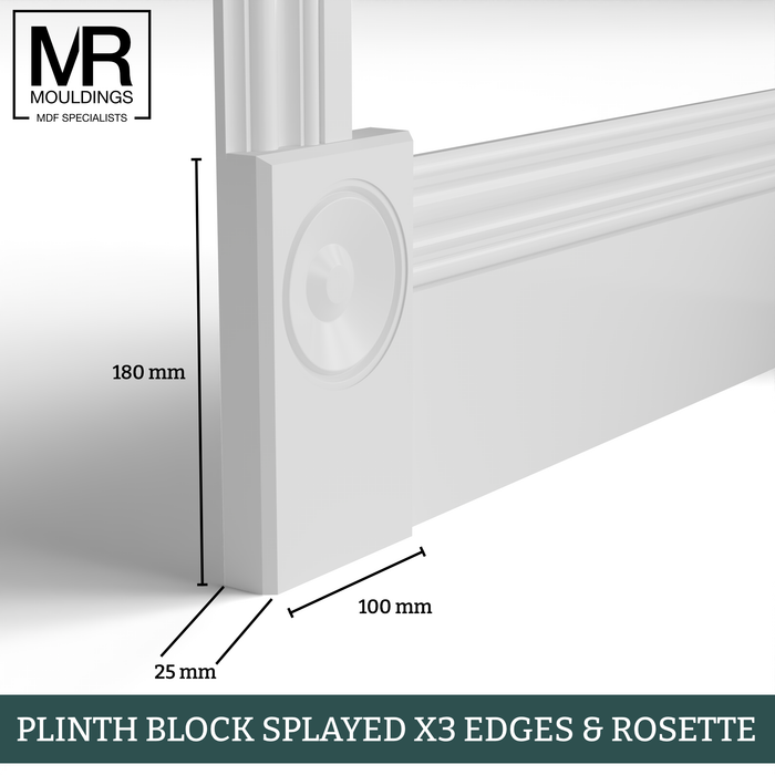 Splayed Rosette MDF Plinth Block-MR Mouldings Ltd