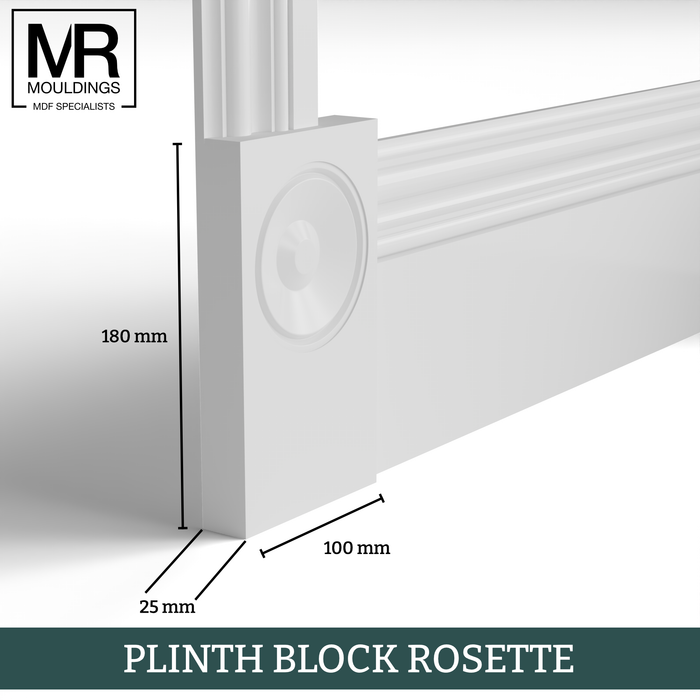 Rosette MDF Plinth Block-MR Mouldings Ltd